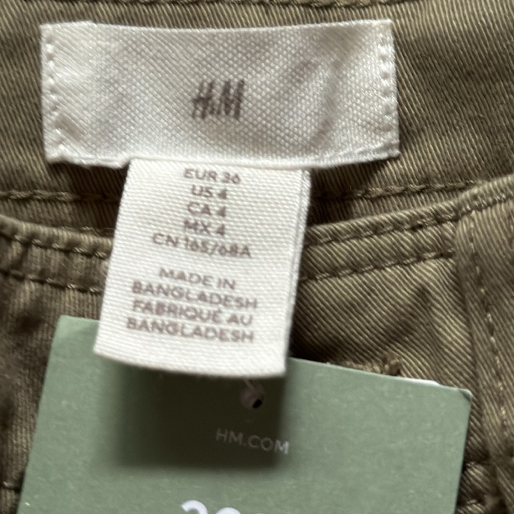 H&M olive green cargo high rise Sz‎ 4 pants NWT - Picture 6 of 9